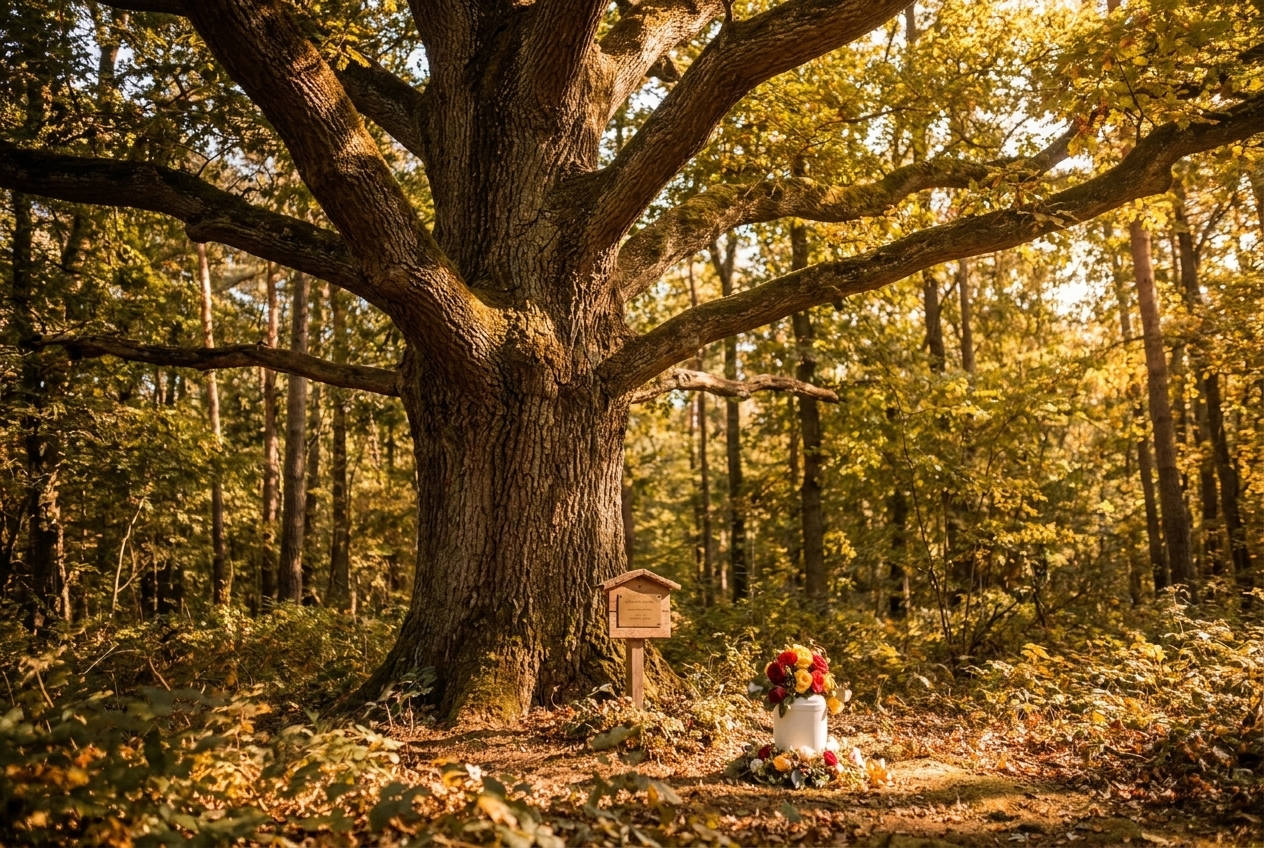 BaumFrieden: junger Baum als lebendiger Erinnerungsort