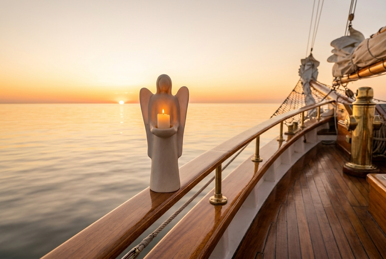 Seebestattung: Urne an Bord eines Schiffes auf der Ostsee