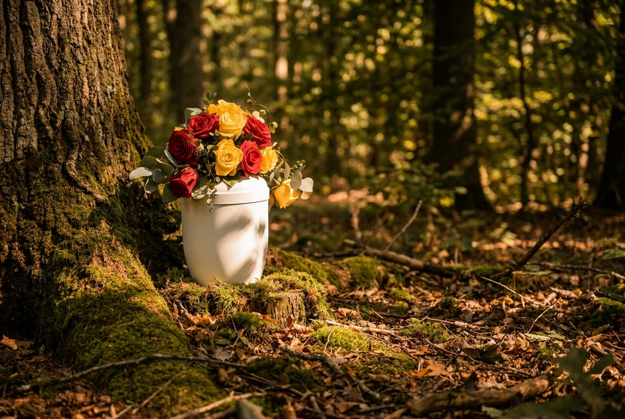 Bestattung im RuheForst: Waldlichtung mit Baeumen